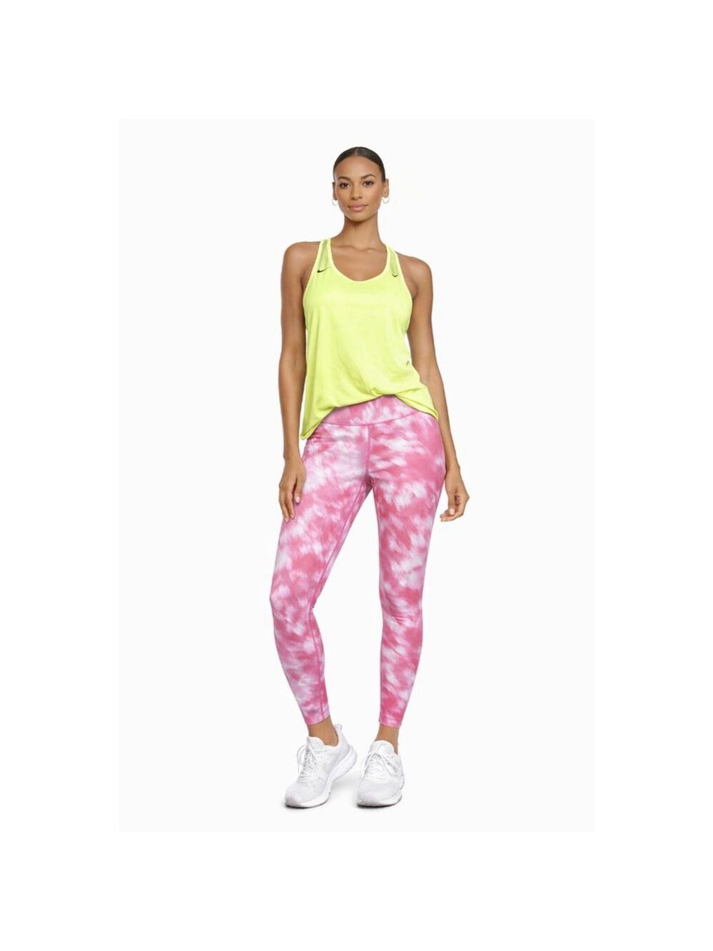 Zella High Waist Tie Dye Leggings S Pink White Yoga Studio Athletic NWT